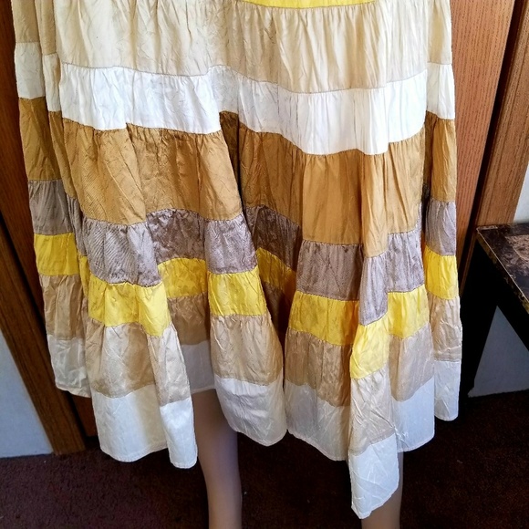 100% Silk boho high waist pleated peasant skirt - Picture 7 of 8